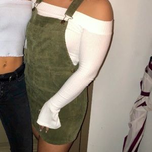 Olive green overall dress